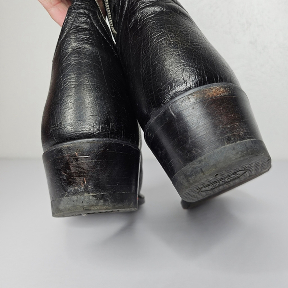 Tony Lama Black Smooth Ostrich Western Boots Men's 8 EE Double Wide - Picture 6 of 12